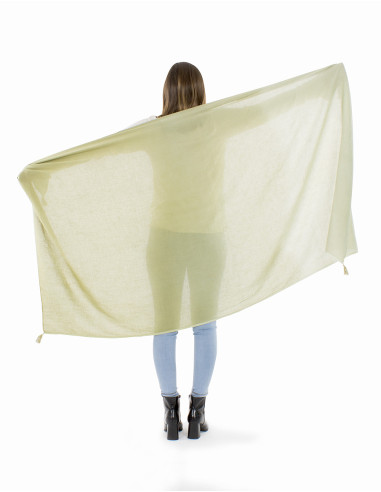 Thick cotton twill tie and dye shawl with pompoms