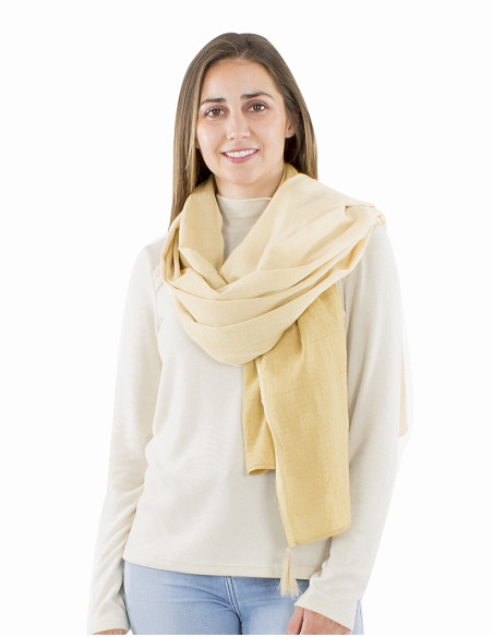 Thick cotton twill tie and dye shawl with pompoms