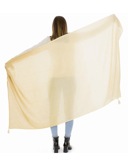 Thick cotton twill tie and dye shawl with pompoms