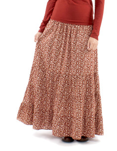 Jupe longue coton volants doublée