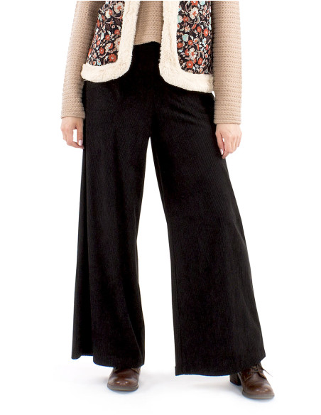 Polyester velvet pants with 1/2 elastic belt