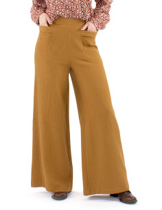 Cotton plain pants with pockets and 1/2 elastic belt 2