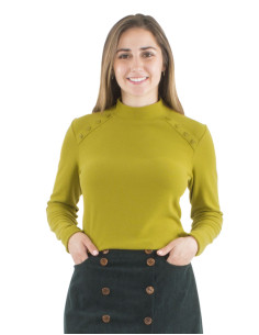 Knitted 65% viscose 30% polyester 5% elastane pullover with 8 buttons 2