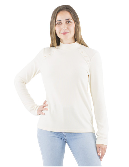 Knitted 65% viscose 30% polyester 5% elastane pullover with 8 buttons