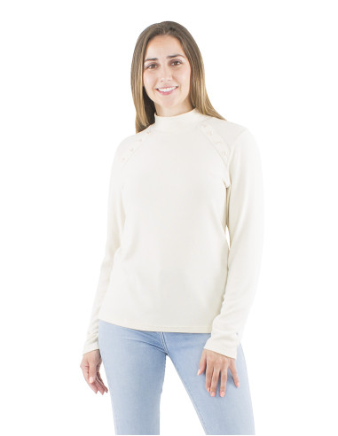 Knitted 65% viscose 30% polyester 5% elastane pullover with 8 buttons