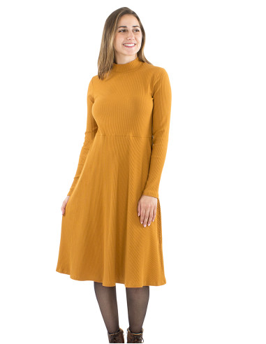 Robe maille 95% coton 5% élasthanne col montant