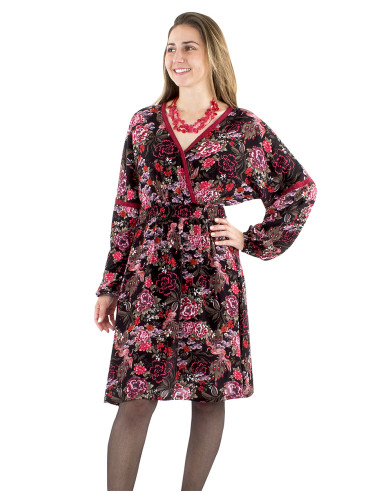 Robe crêpe viscose cache coeur imprimé Sakura