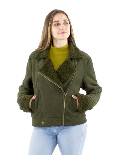 Blouson polyester velours uni doublure fourrure polyester 2