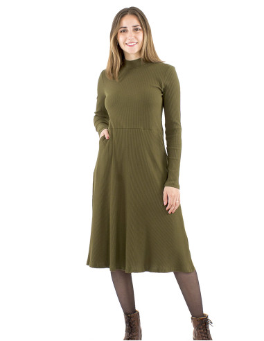 Robe maille 95% coton 5% élasthanne col montant