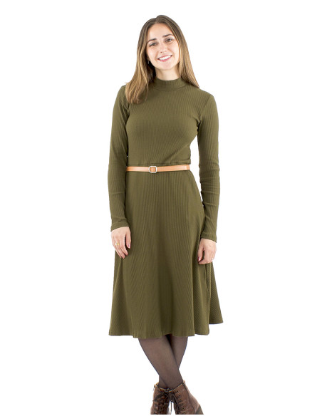 Robe maille 95% coton 5% élasthanne col montant