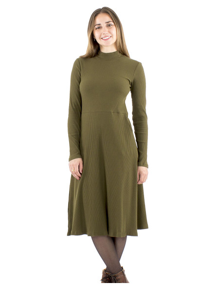 Robe maille 95% coton 5% élasthanne col montant