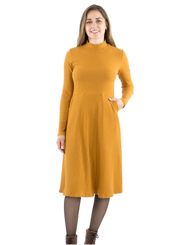 Robe maille 95% coton 5% élasthanne col montant