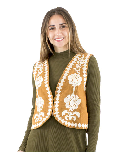 Cotton embroidered waistcoat with cotton lining