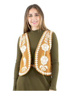 Gilet coton brodé doublé coton 2