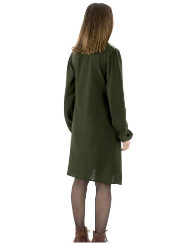 91% viscose 9% linen plain dress and antique print