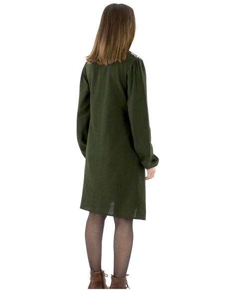 91% viscose 9% linen plain dress and antique print