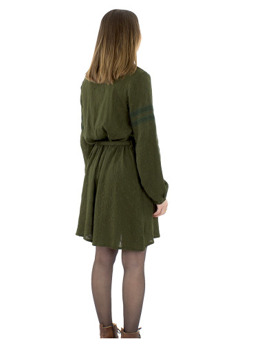 Gauze cotton plain dress with embroideries