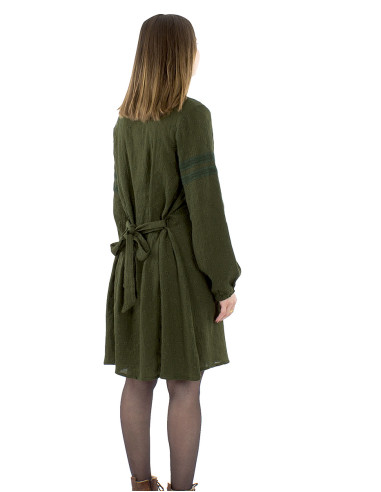 Gauze cotton plain dress with embroideries