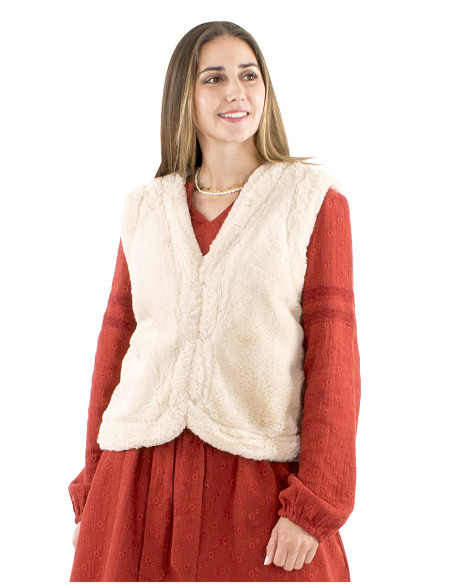 Knitted polyester printed waistcoat with lining and buttons