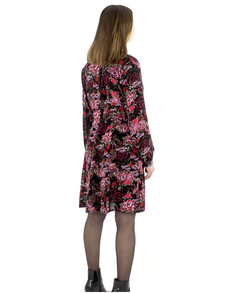 Robe crêpe viscose col V imprimé Sakura