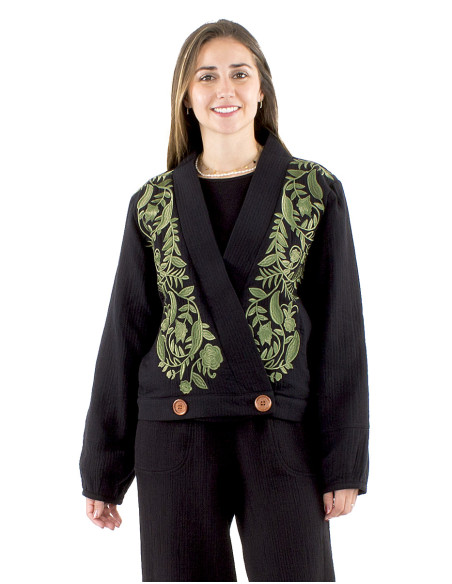 Cotton embroidered jacket with cotton lining