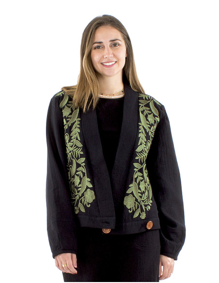 Cotton embroidered jacket with cotton lining