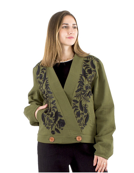 Cotton embroidered jacket with cotton lining