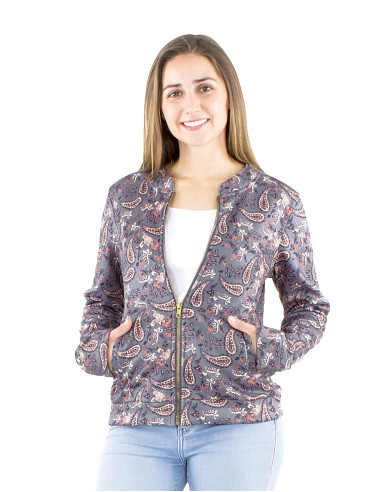 Veste maille 95% polyester 5% élasthanne imprimée fourrée