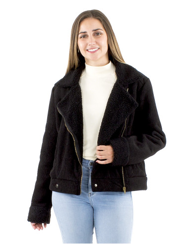Blouson polyester velours uni doublure fourrure polyester