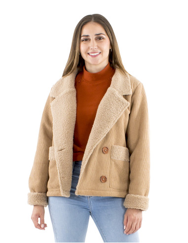 Veste polyester velours uni doublure fourrure polyester