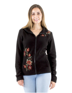 Knitted polar polyester jacket with embroidered flowers 2