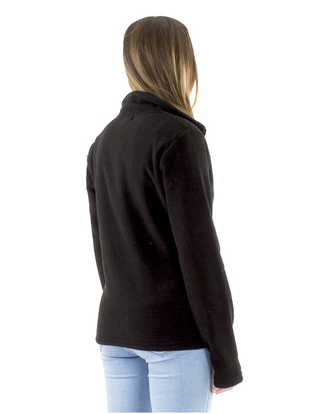 Veste maille polyester polaire à col broderies fleurs