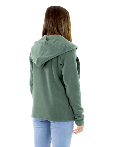 Veste maille polyester polaire capuche brodée Mandala