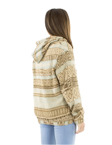 Acrylic shawl jacket with zip and Jacquart lines