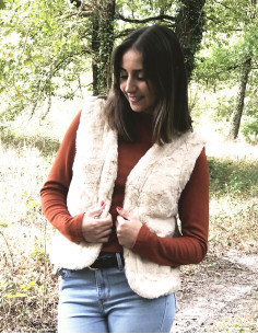 Knitted polyester printed waistcoat with lining and buttons