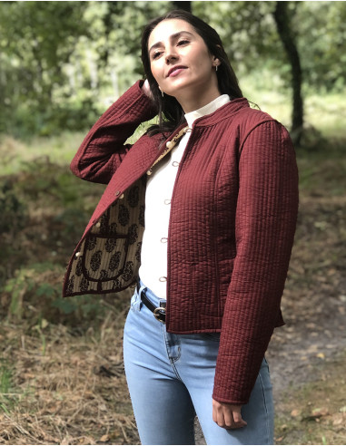 Veste matelassée coton imprimée Batik interieur uni