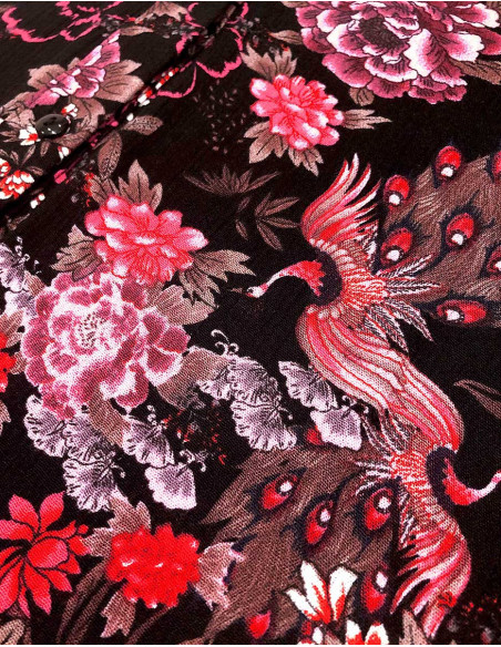 Viscose crepe buttoned blouse and Sakura print