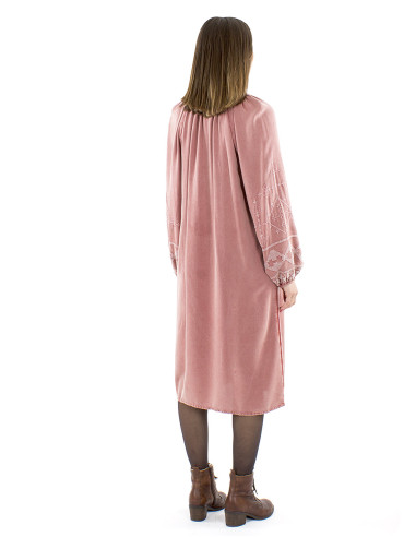 Viscose sw dress with pompoms and embroideries