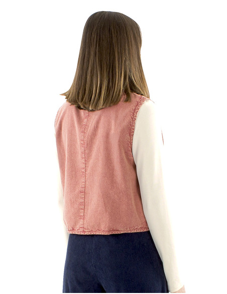 Gilet coton brodé avec miroirs