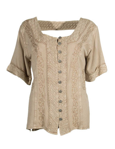 Chemisier viscose brodé manches courtes SW