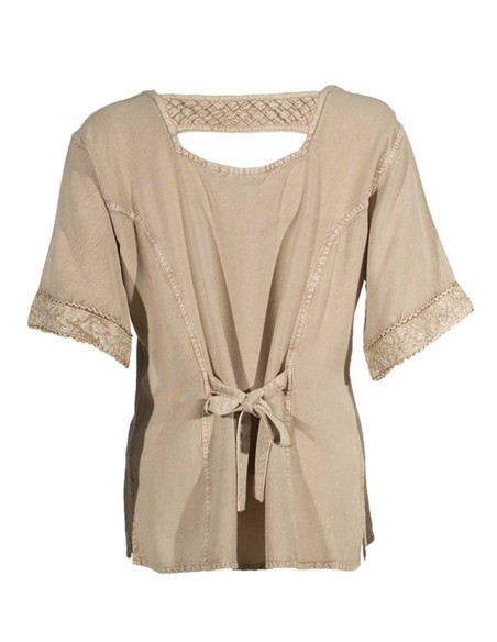 Chemisier viscose brodé manches courtes SW