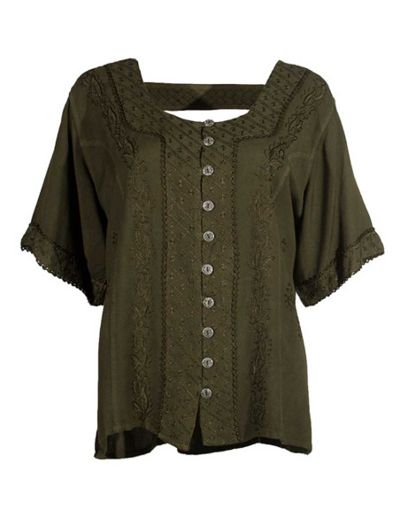 Chemisier viscose brodé manches courtes SW