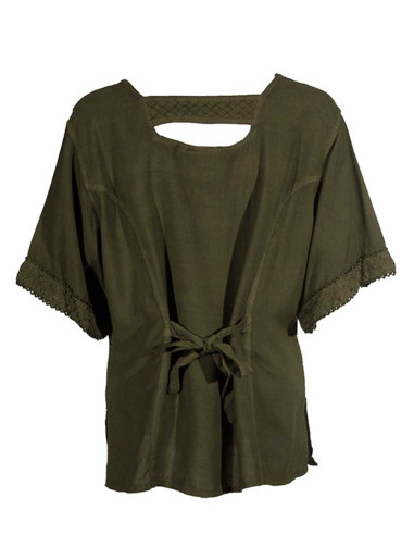 Chemisier viscose brodé manches courtes SW