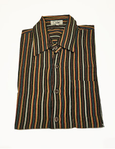 Nepal striped cotton shirt with short sleeves 2