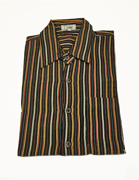 Nepal striped cotton shirt with short sleeves