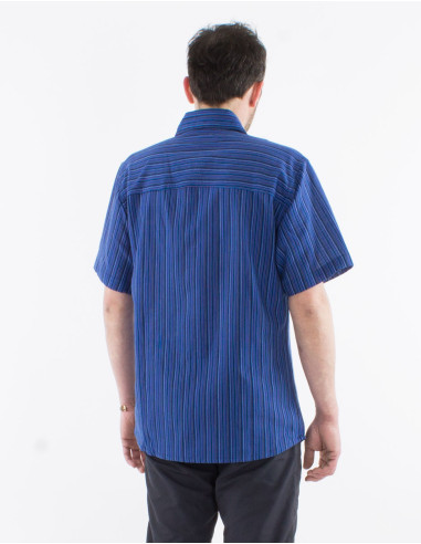 Nepal striped cotton shirt with short sleeves