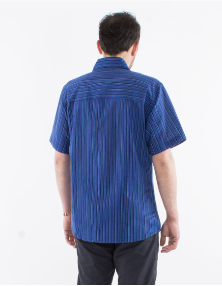 Nepal striped cotton shirt with short sleeves