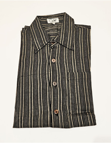 Nepal striped cotton shirt with short sleeves