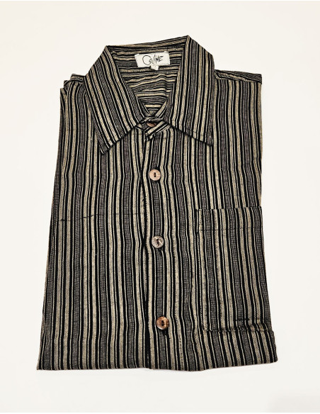 Nepal striped cotton shirt with short sleeves