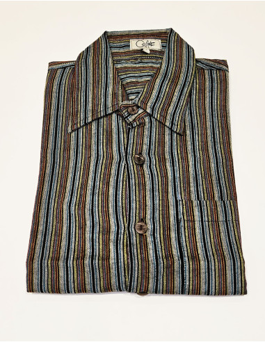 Nepal striped cotton shirt with short sleeves